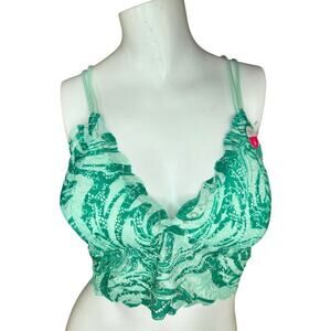 True by Rue 21 Womens Bralette Size 3X Green Floral Lace Adjustable‎ NWT Strappy